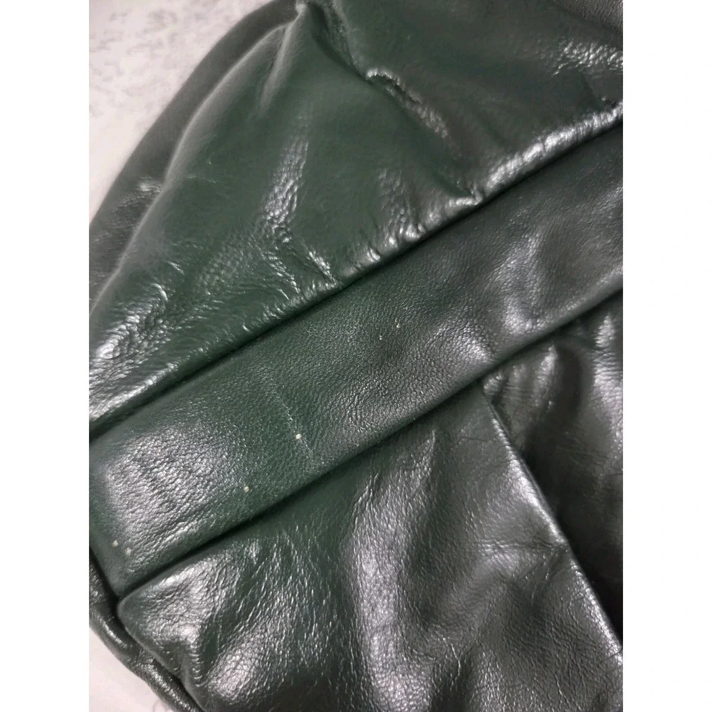 Vintage 1970s Dark Green Leather Clutch Shoulder Bag